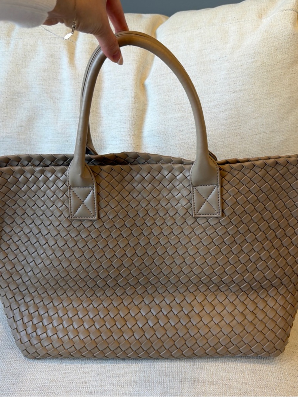 Anthropologie Woven Leather Tote Bag in Taupe